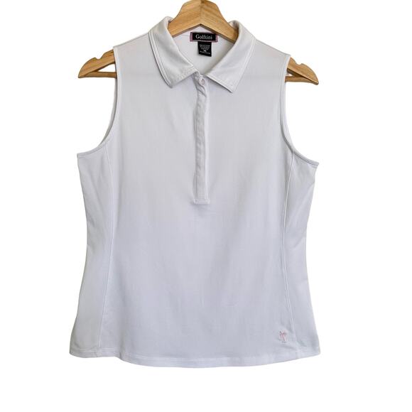 Golftini White Sleeveless Golf Polo Embroidered Pink Martini Glass Size Medium - Picture 1 of 8
